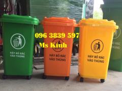 Thùng rác nhựa 60 lít, thùng rác gia đình 60 lít nắp kín có bánh xe - 096 3839 597 Ms Kính