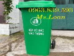 Bán thùng rác hdpe 120lit màu xanh lá đựng rác sinh hoạt / 0963.839.593 Ms.Loan