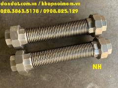 Ống chống rung inox, ống nối mềm 2 đầu kép inox 304, ống nối mềm inox kết nối rắc co, ống mềm cho dầu khí