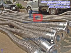 Khớp nối mềm inox,ống mềm inox bọc lò xo,khớp nối mềm cho máy phát điện,khớp nối inox chông rung chịu nhiệt